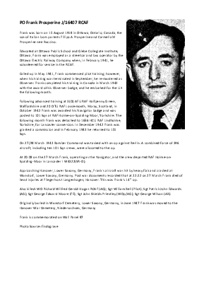 A preview of a PDF biography for Prosperine, Frank